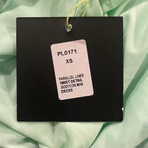 NWT Parallel Lines Twist Detail Bodycon Mini Dress l Color: Mint Green l Size XS - Picture 9 of 11